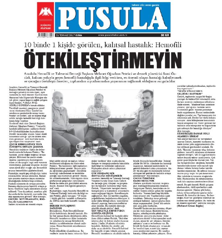 HEMOFİLİYİ VE DERNEK ÇALIŞMALARIMIZI PUSULA TV’DE ANLATTIK