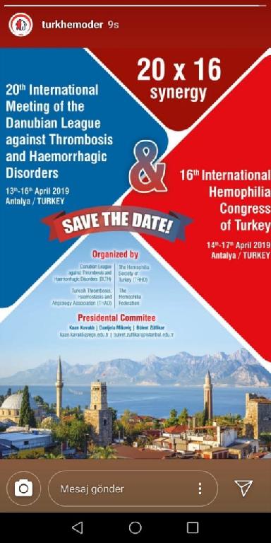 16.ULUSLARARASI TÜRKİYE HEMOFİLİ KONGRESİ