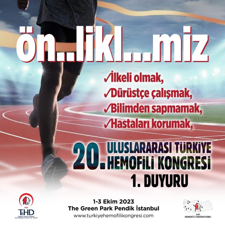 20.ULUSLARARASI  TÜRKİYE HEMOFİLİ KONGRESİ 1-3 EKİM 2023 TARİHİNDE
